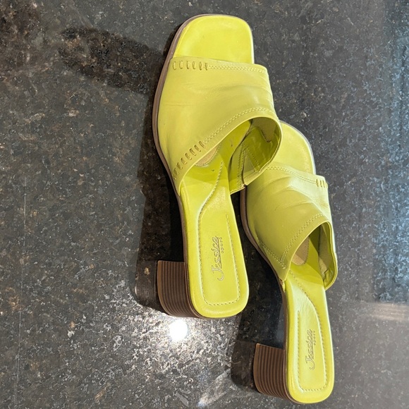 Jessica Bright Green Leather Upper Women's Mules - Picture 3 of 7